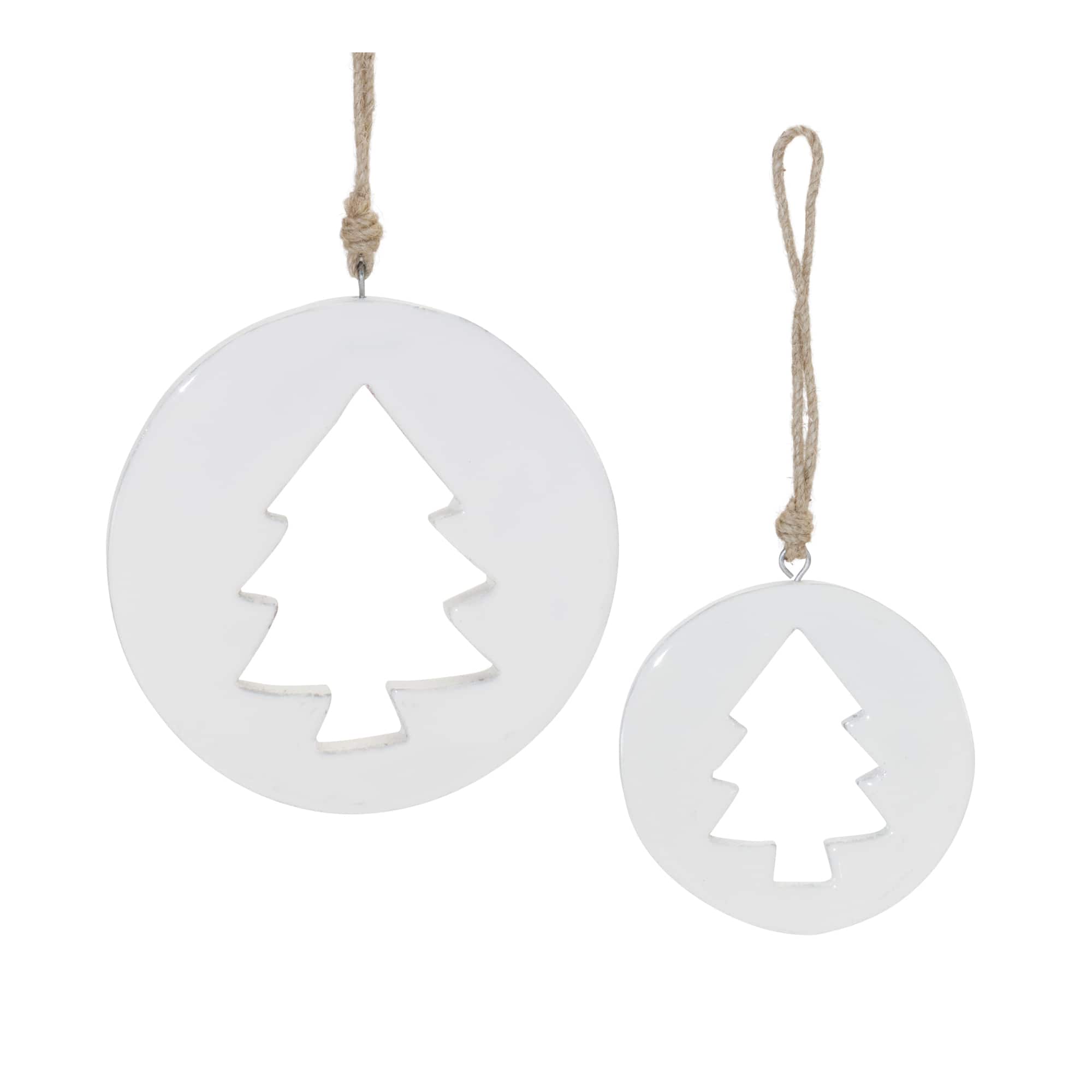 Wood Pine Tree Cut-Out Ornaments Set